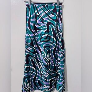 NWOT SUNCOO Abstract Maxi Skirt - Teal, Purple, Black